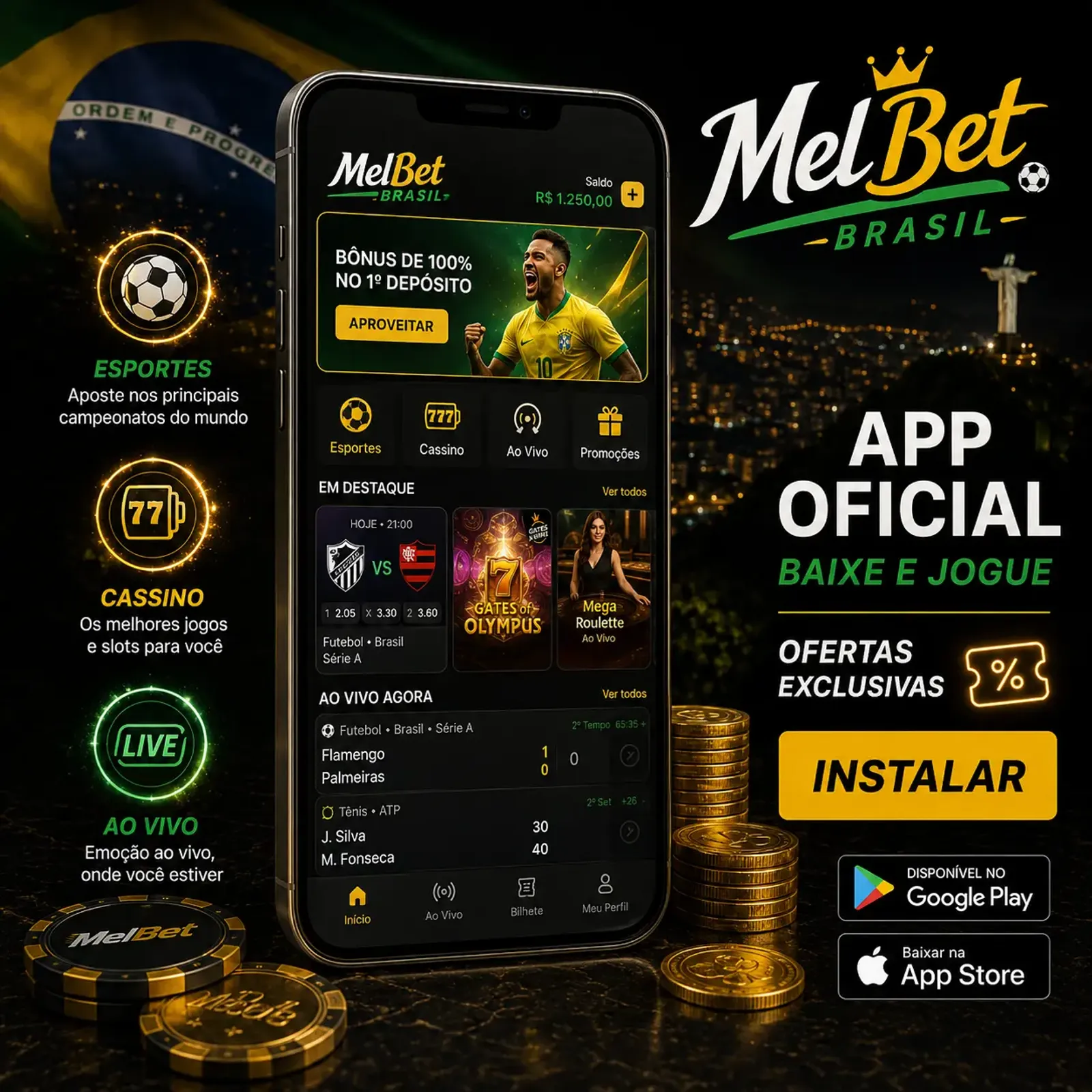 Infográfico com nota final e resumo da review da MelBet.webp